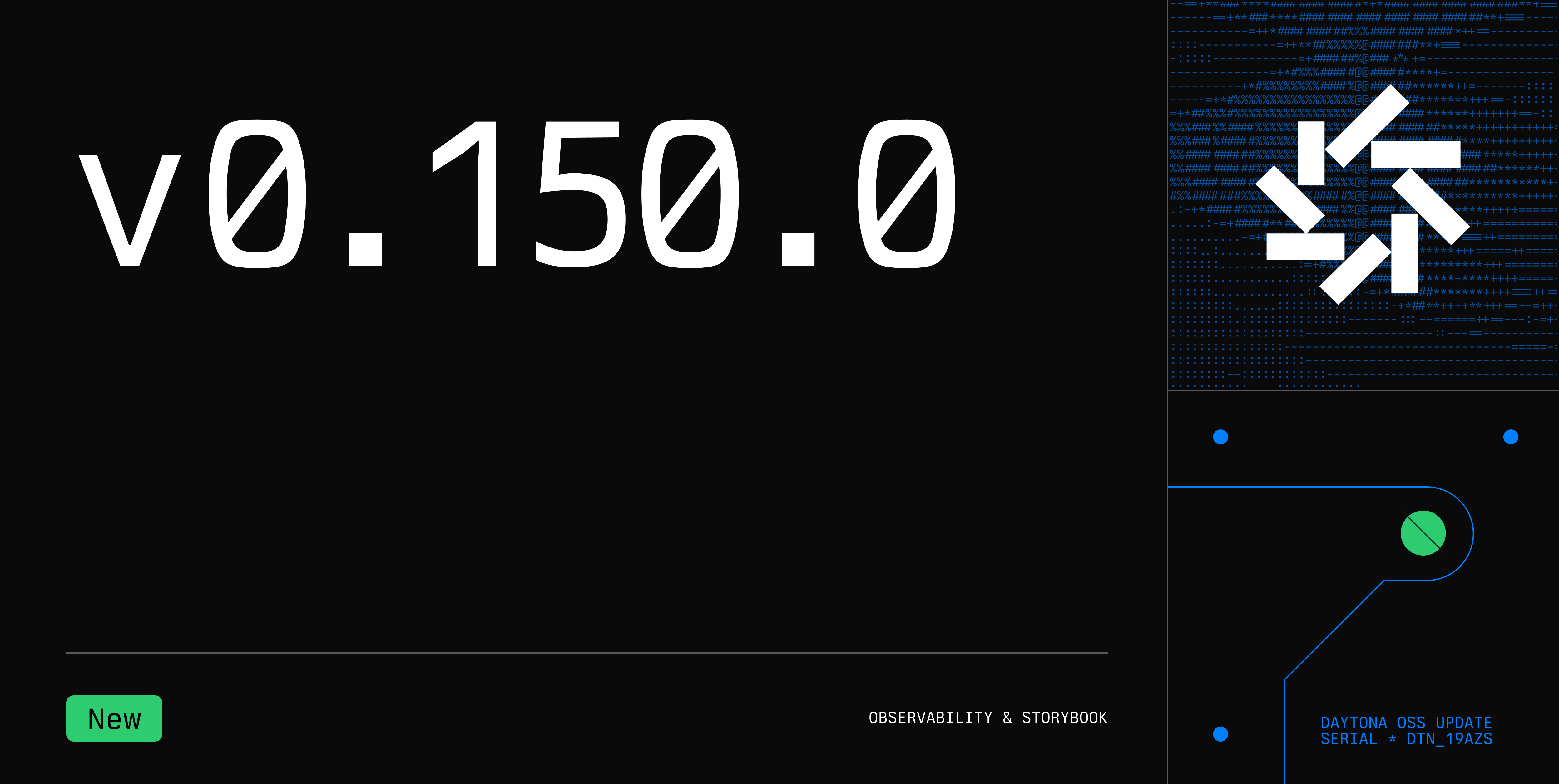 Daytona v0.150.0 OTel Observability & Storybook - Dark