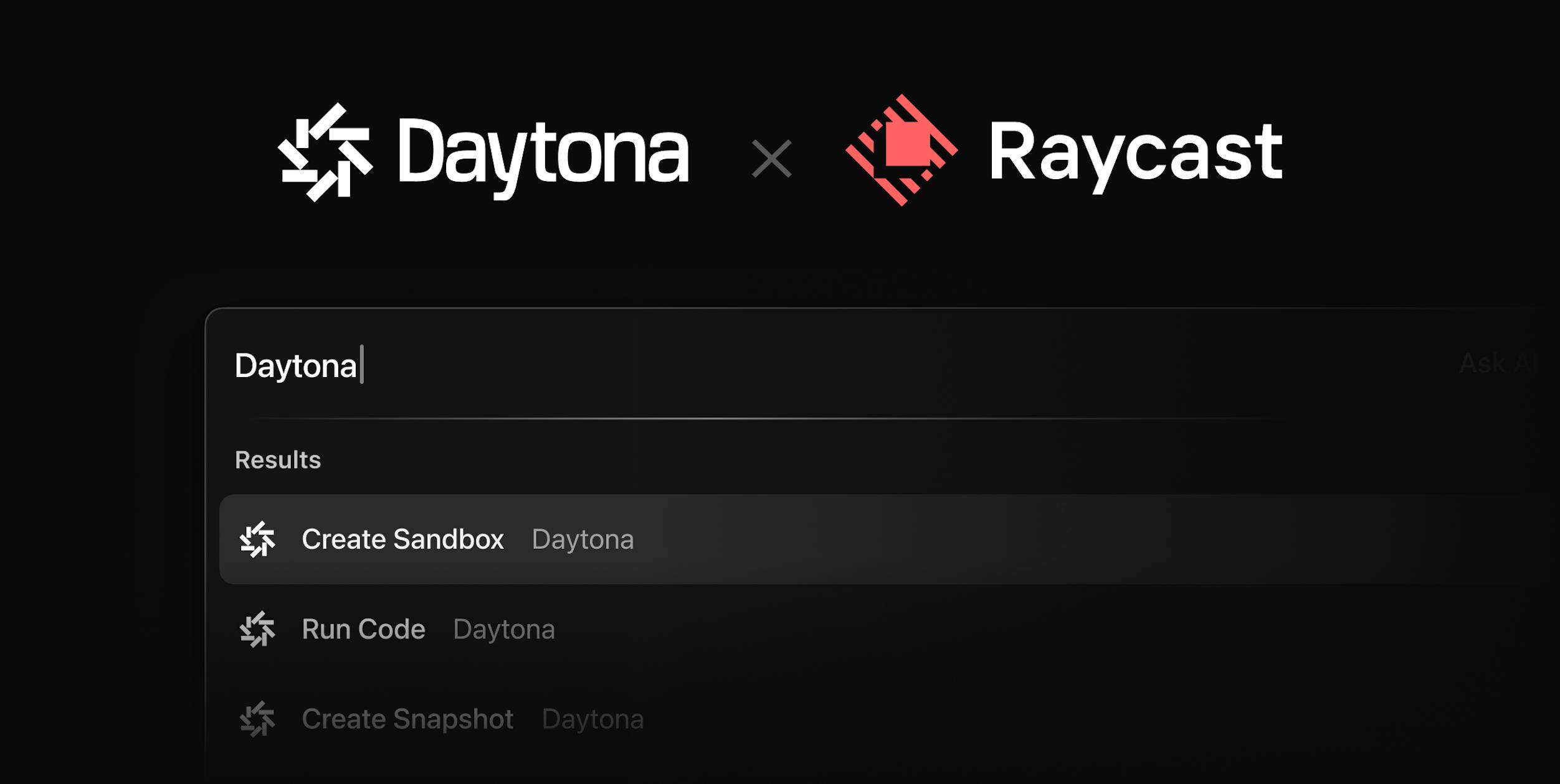 Create Daytona sandboxes and run code directly from Raycast