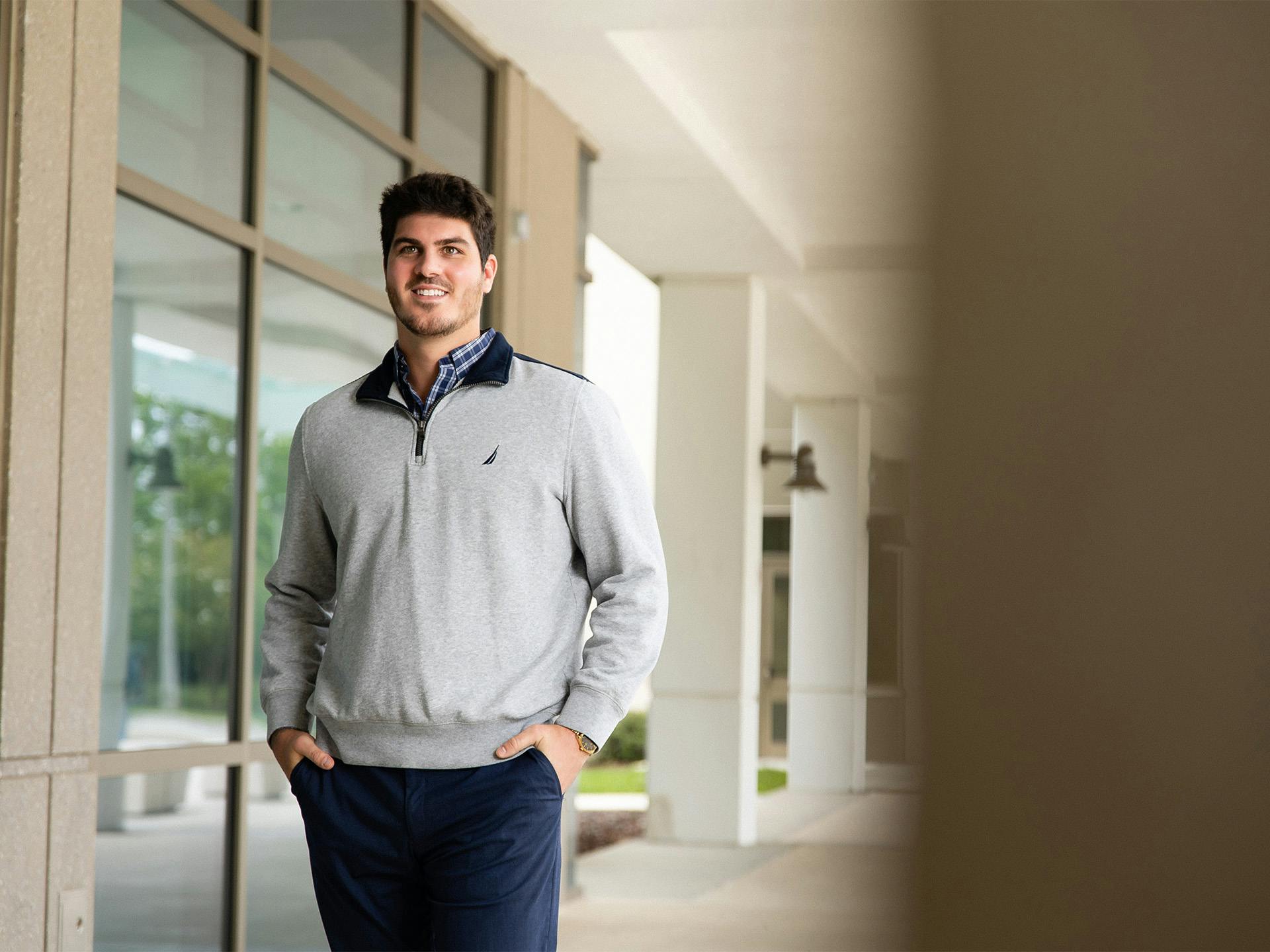 Man in grey pullover