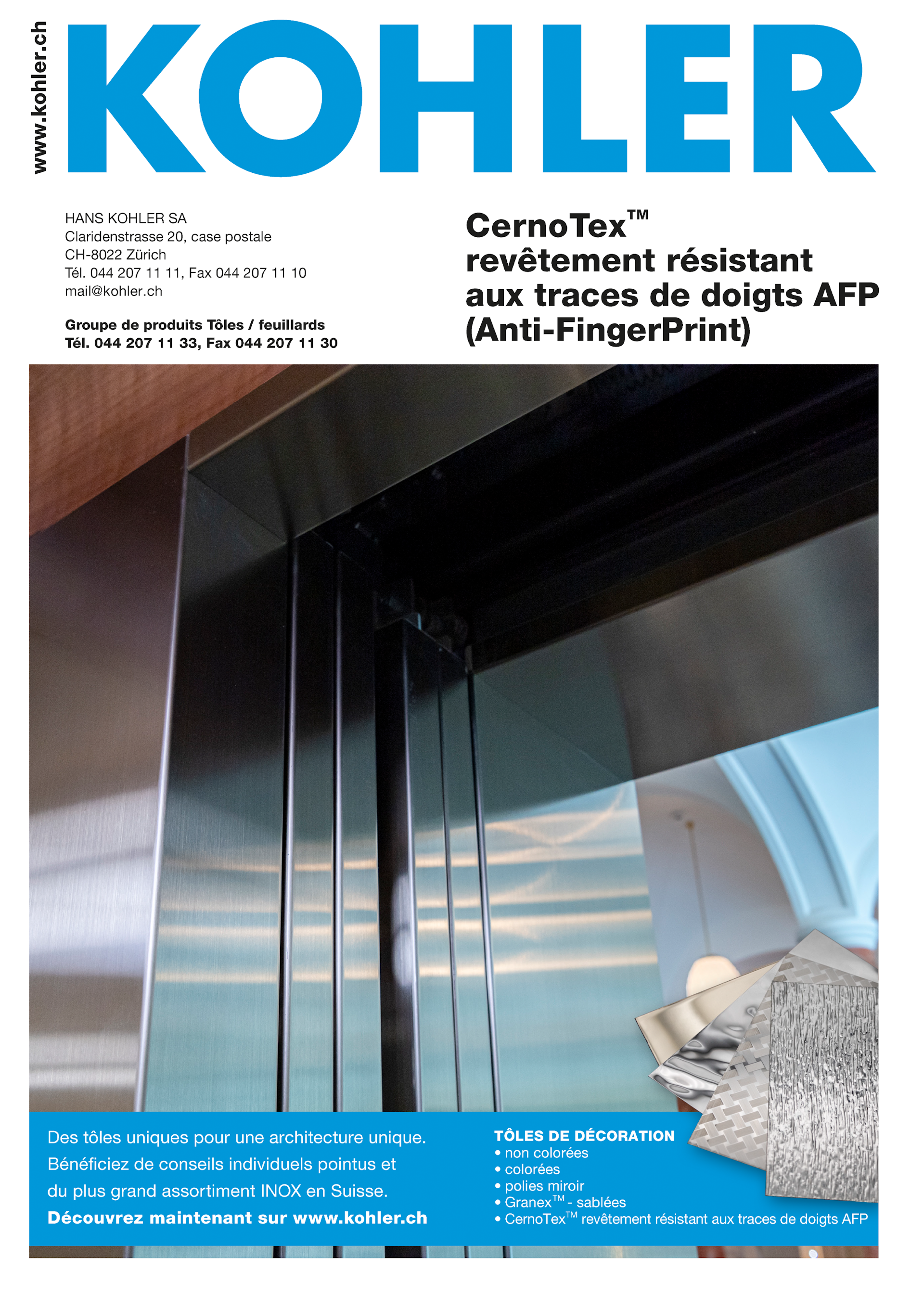 CernoTex™ revêtement résistant aux traces de doigts AFP (Anti FingerPrint)