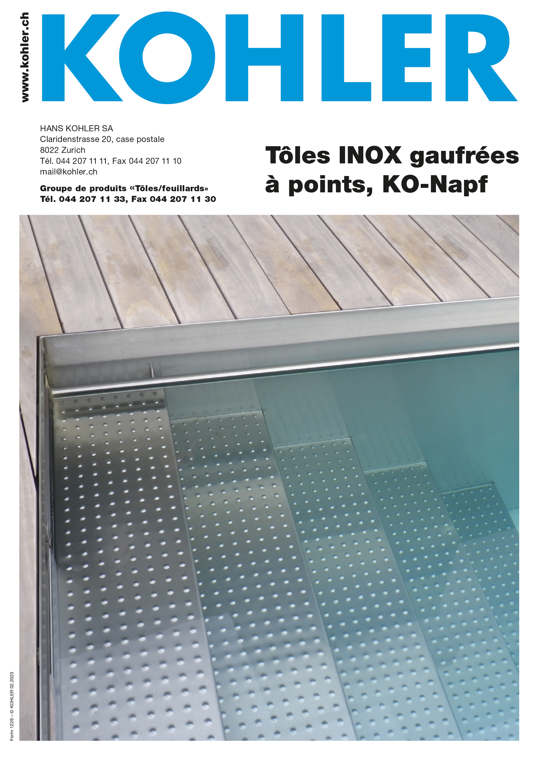 Tôles INOX gaufrées à points, KO-Napf