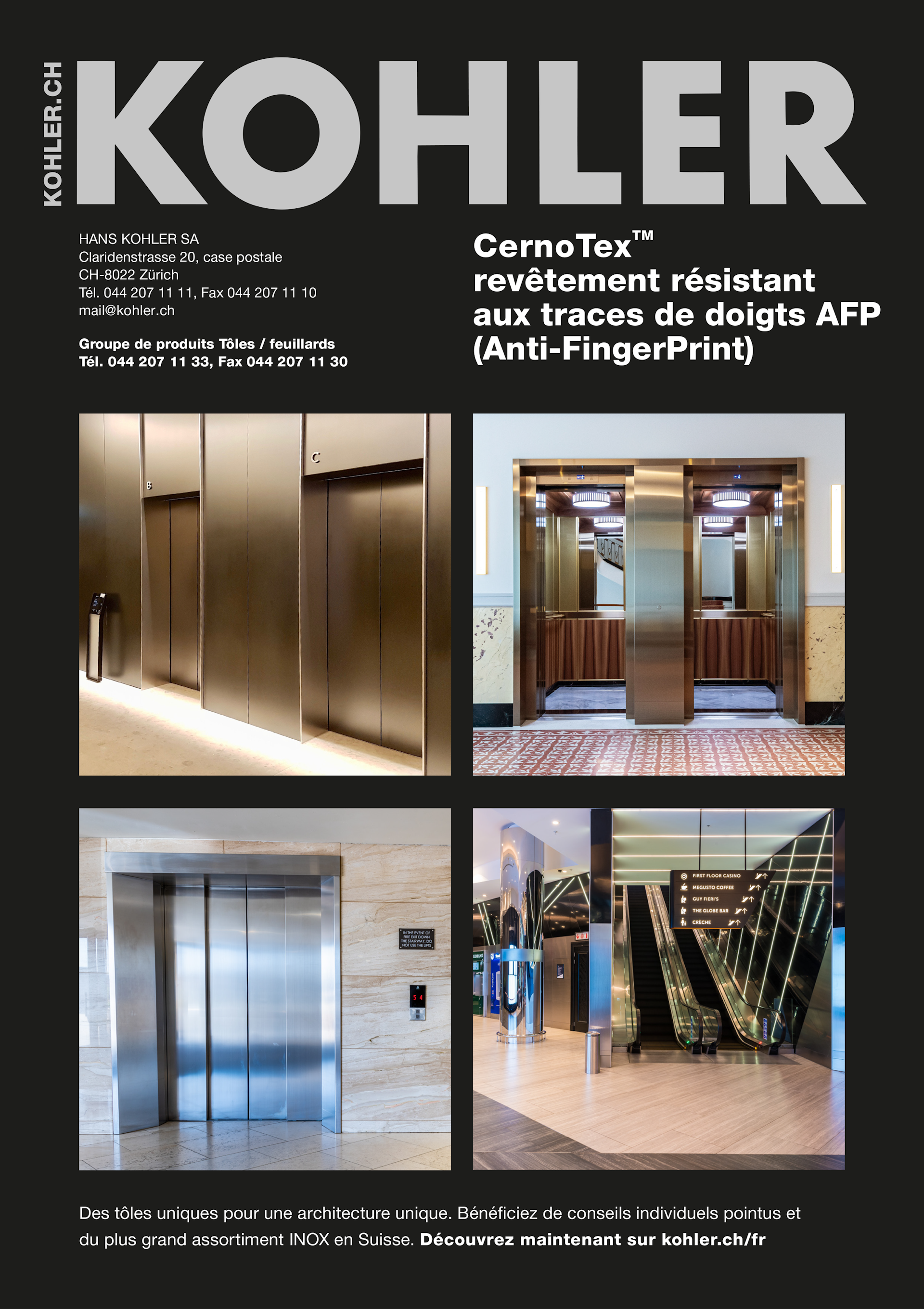 CernoTex™ revêtement résistant aux traces de doigts AFP (Anti FingerPrint)