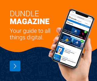 a hand holding a mobile phone opened on the dundle magazine page