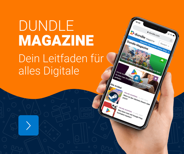 Rechts ein Handy, das das dundle Magazine zeigt, und links die Überschrift „dundle Magazine – Dein Leitfaden für alles Digitale“
