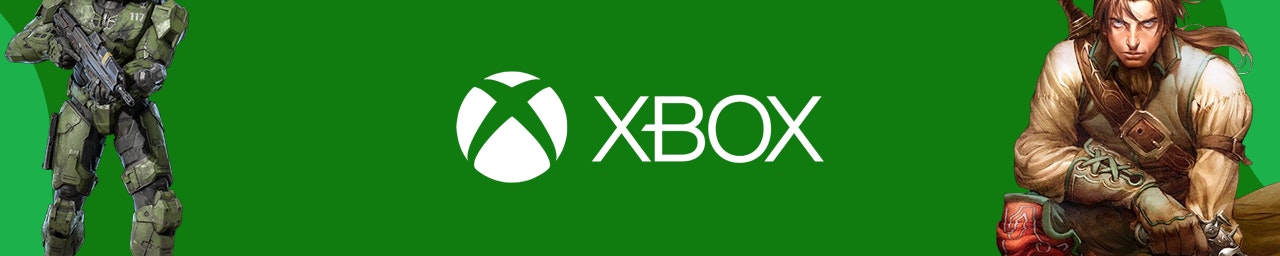 Xbox Game Cards banner Green banner with the Xbox logo in the centre.