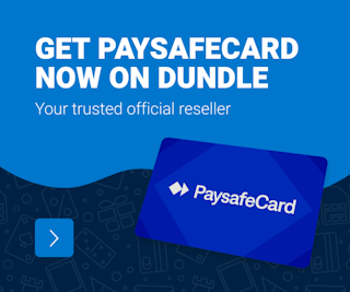 New payment card in AU: paysafecard a paysafecard with a blue background and a text saying 'Get paysafecard now on dundle, Your trusted official reseller'