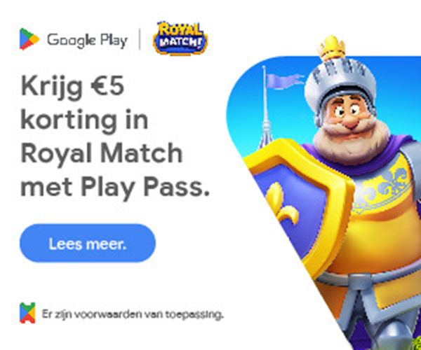 Krijg €5 korting in Royal Match met Play Pass.