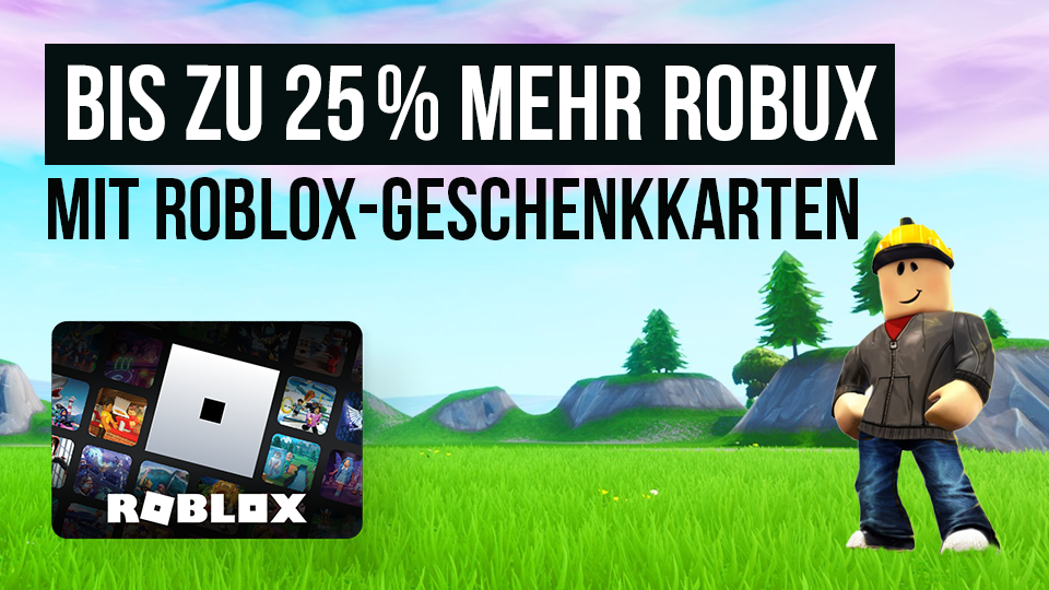 Bis zu 25 % mehr Robux mit Roblox-Geschenkkarten