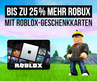 25 % mehr Robux! Bis zu 25 % mehr Robux mit Roblox-Geschenkkarten