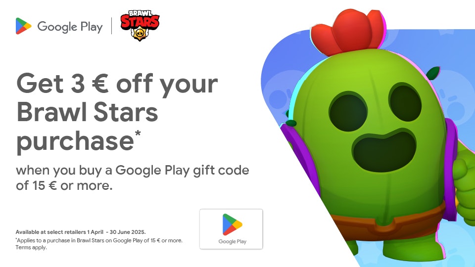 A Brawl Stars cactus next to the promotional text