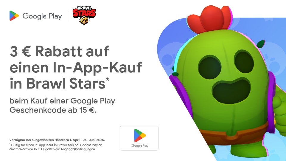 Ein Brawl Stars-Kaktus neben dem Werbetext