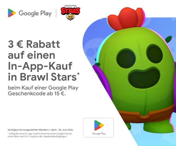 Ein Brawl Stars-Kaktus neben dem Werbetext