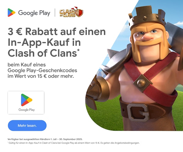 3 € Rabatt auf einen In-App-Kauf in Clash of Clans