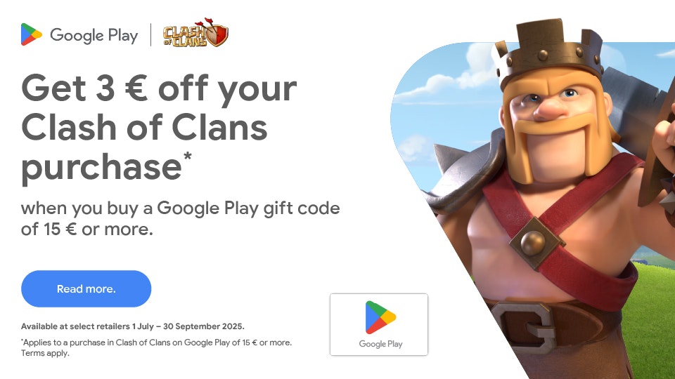 Get 3 € off your Clash of Clans purchase
