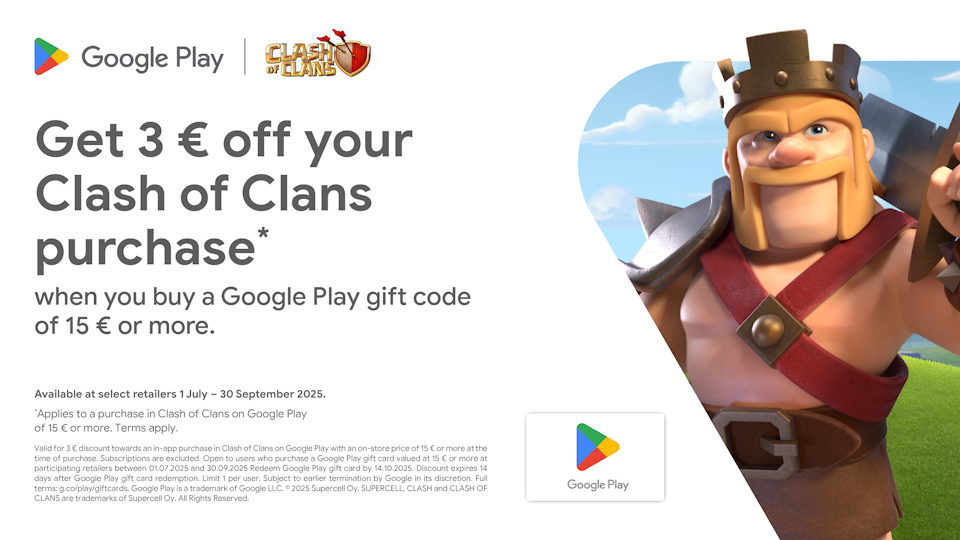 Get 3 € off your Clash of Clans purchase Get 3 € off your Clash of Clans purchase