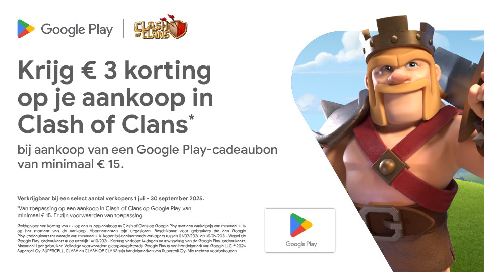 Krijg € 3 korting op je aankoop in Clash of Clans Krijg € 3 korting op je aankoop in Clash of Clans