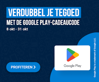Win vandaag 2× Google Play-tegoed! Met de Google-Play Cadeaucode 8 okt - 31 okt