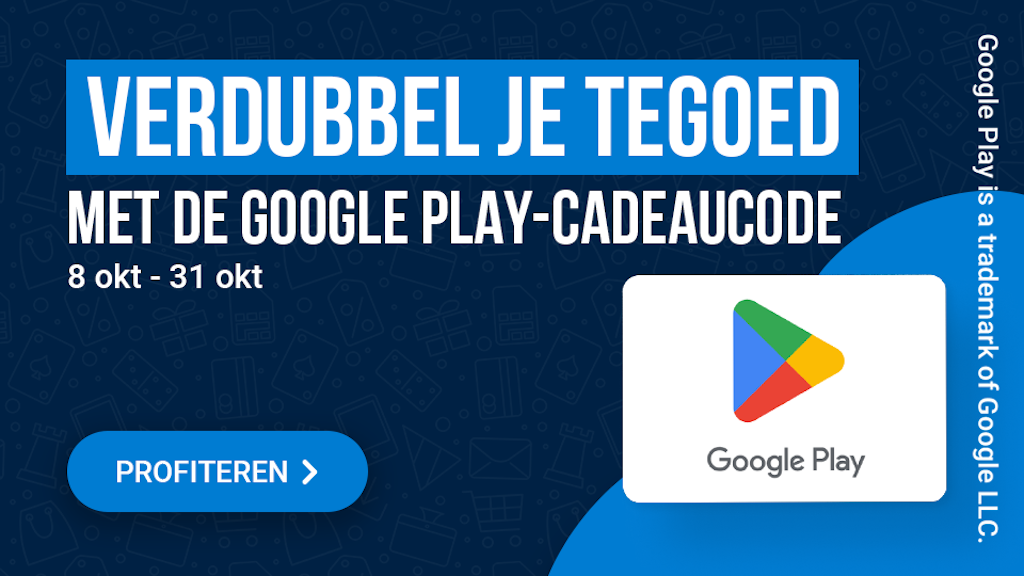 Win vandaag 2× Google Play-tegoed! Met de Google-Play Cadeaucode 8 okt - 31 okt