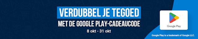Win vandaag 2× Google Play-tegoed! Met de Google-Play Cadeaucode 8 okt - 31 okt