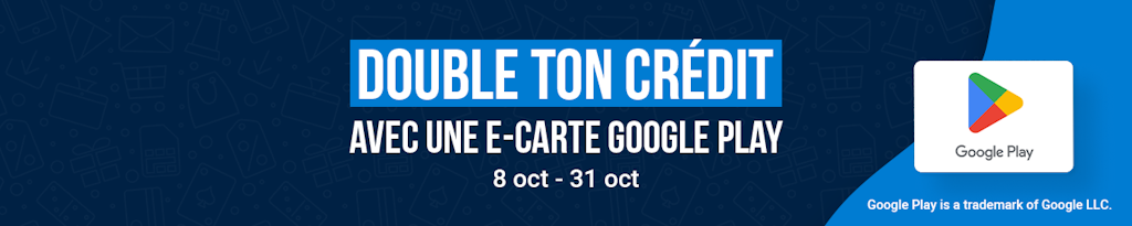 Double ton crédit Google Play sur dundle Concours valide entre le 8 et le 31 octobre en achetant une carte Google Play