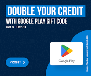 Double your credit With a Google Play Gift Card from 8 to 31 Oct