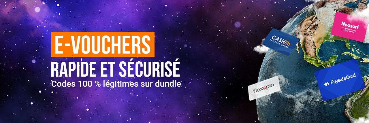 Une bannière étoilée violette avec une planète et des cartes de paiement flottantes.