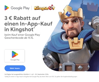 3 € Rabatt in Kingshot 3 € rabatt auf einen in-app kauf in Kingshot beim kauf einer Google Play code