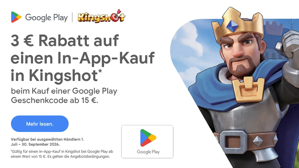 3 € Rabatt in Kingshot 3 € rabatt auf einen in-app kauf in Kingshot beim kauf einer Google Play code