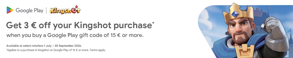 Enjoy 3€ discount on Kingshot with your Google Play Card