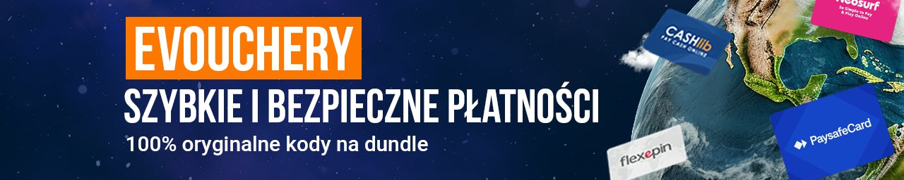 evouchery-platnicze Niebieskie tło z ziemią i kartami podarunkowymi po prawej, na środku napis "eVouchery Szybkie i bezpieczne płatności 100% oryginalne kody na dundle"