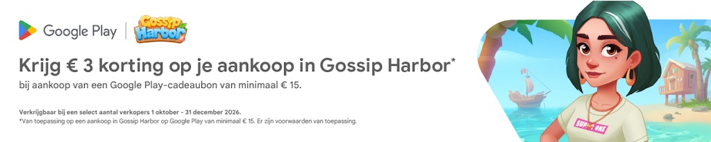 Ontvang € 3 aan Google Play-tegoed in Gossip Harbor