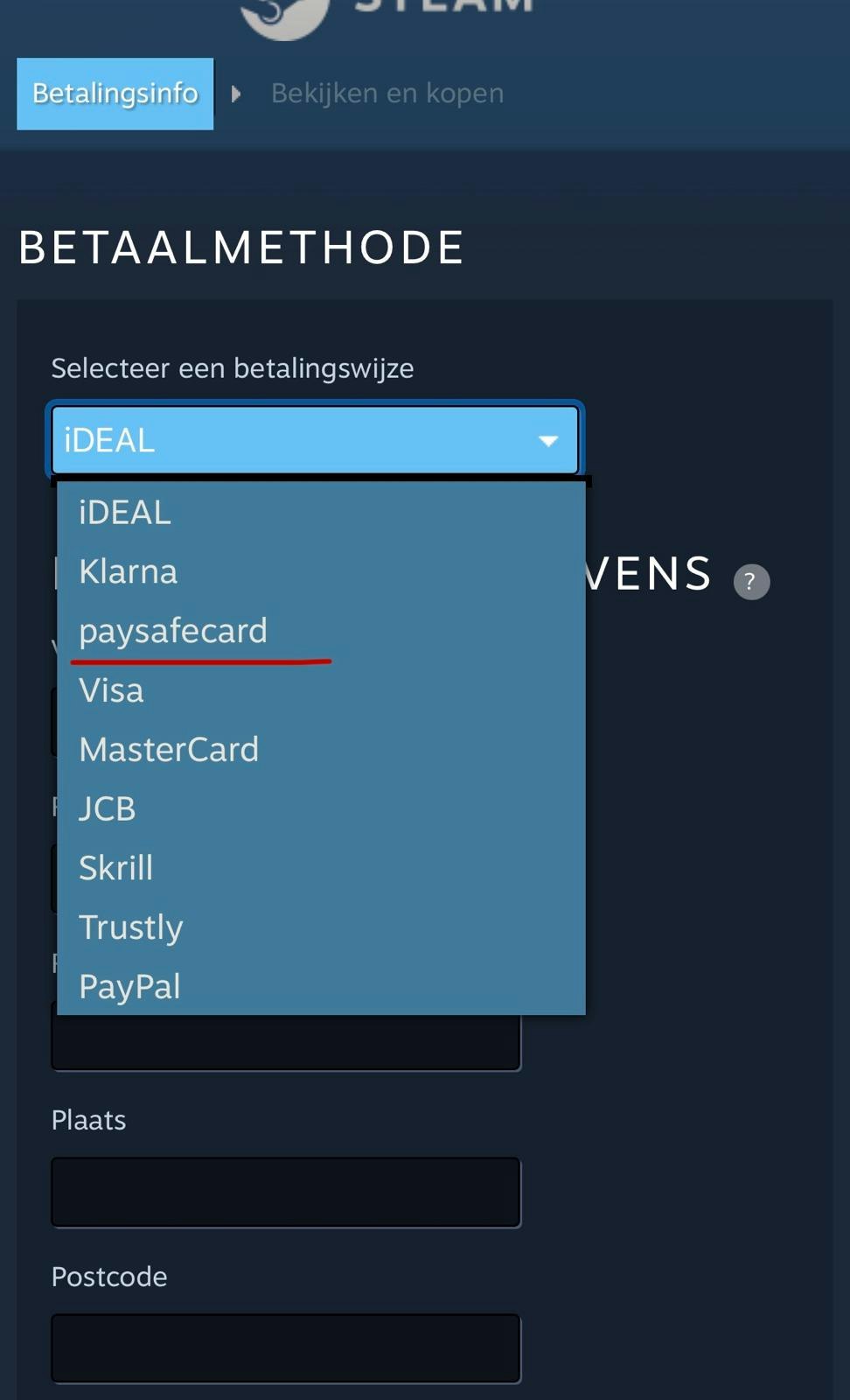 Paysafecard als betaaloptie op Steam app Paysafecard als betaaloptie op Steam app