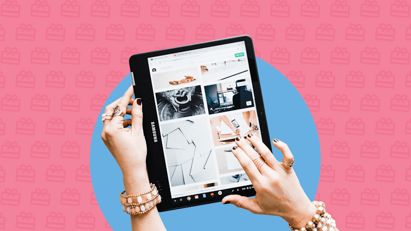 Avoid shopping scams article banner image of someone online shopping on an iPad.