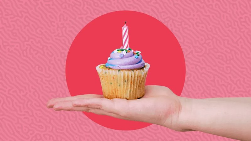 Virtual Birthday Gift Ideas article banner image of a cupcake