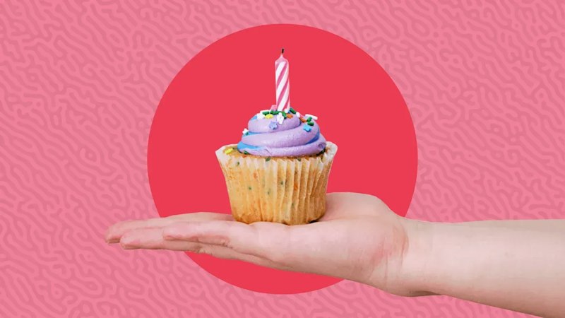 Virtual Birthday Gift Ideas article banner image of a cupcake