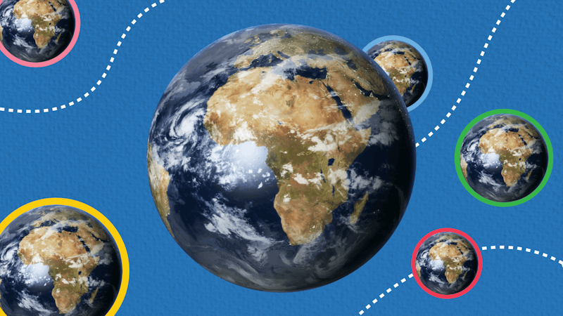 How to Pay Abroad banner image - variations of the Earth
