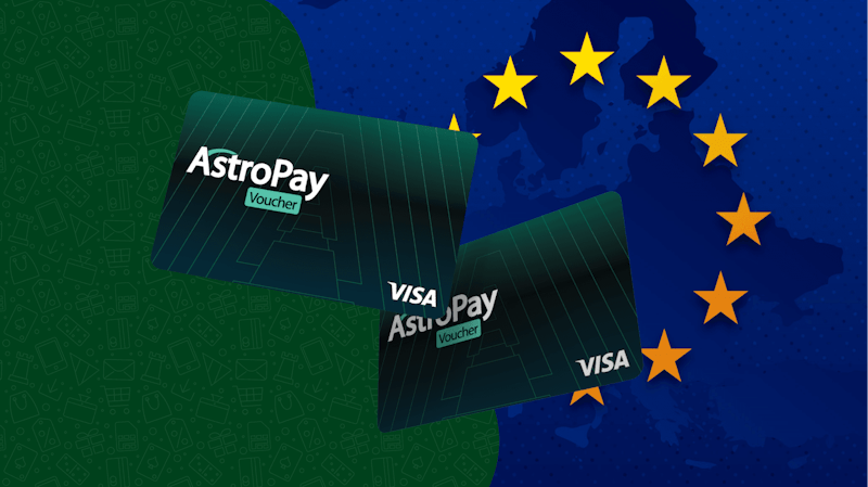 AstroPay Voucher pictured over the EU flag