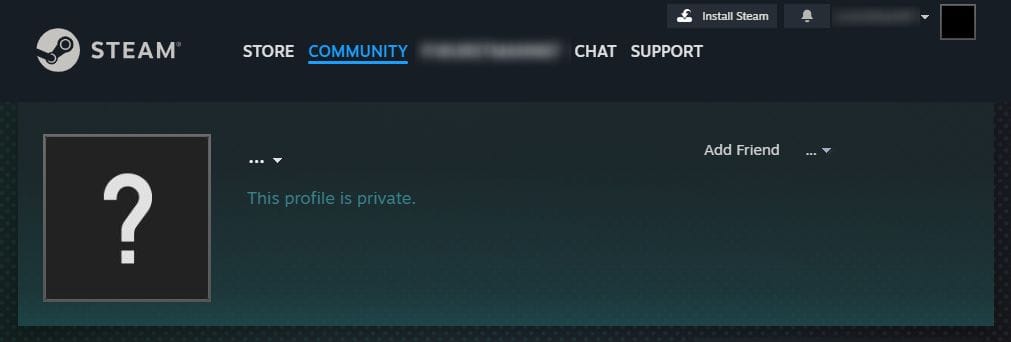 Screenshot of a private Steam profile.