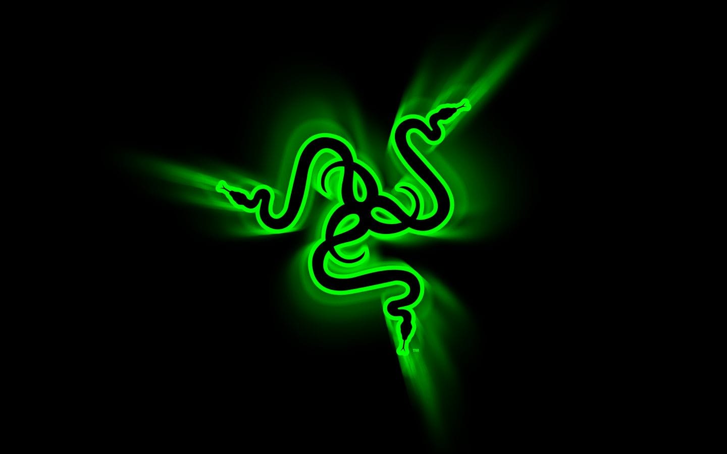 Zielone logo Razer na czarnym tle.