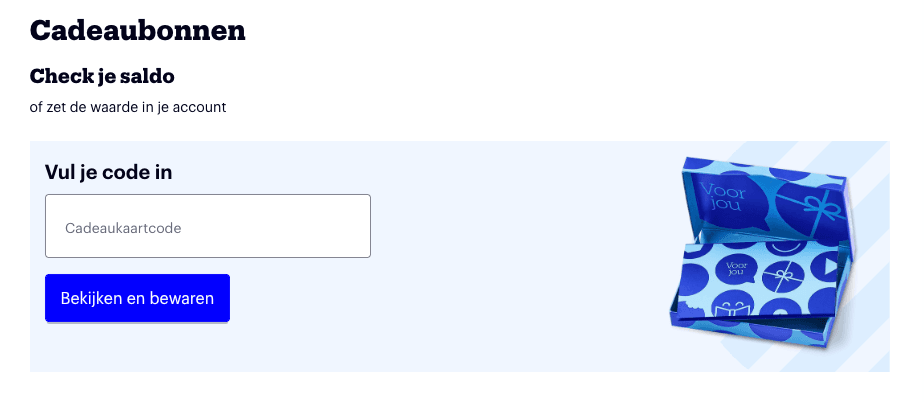 Een screenshot van het cadeaubonnenoverzicht van bol.com