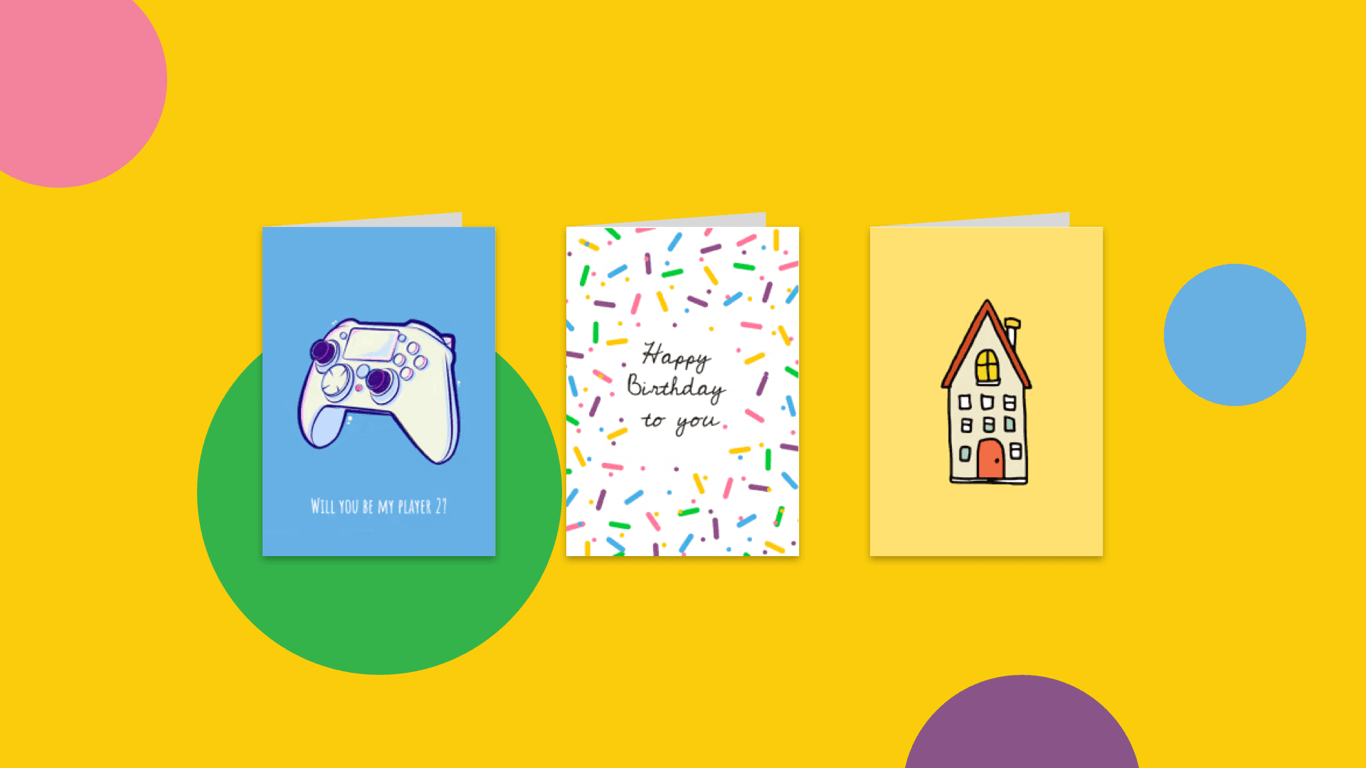 Dundle printable gift card designs on a yellow background.