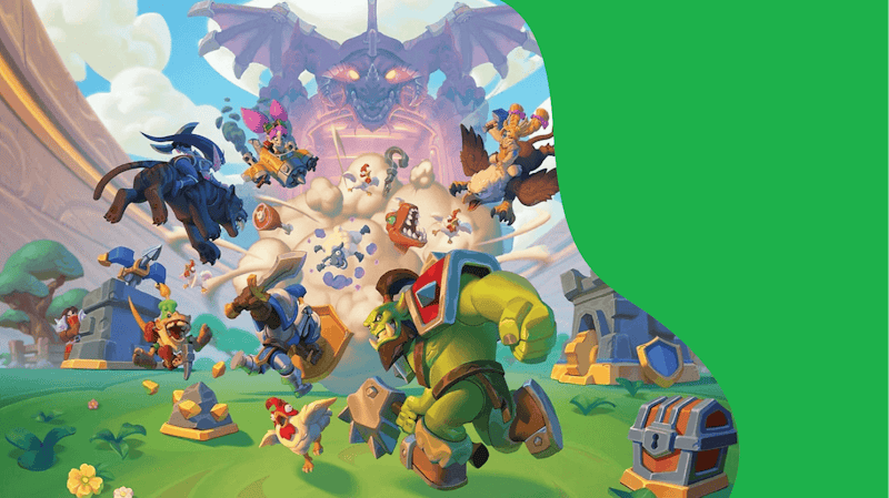 Game art depicting World of Warcraft characters running towards a cloud of smoke where all of them are fighting.