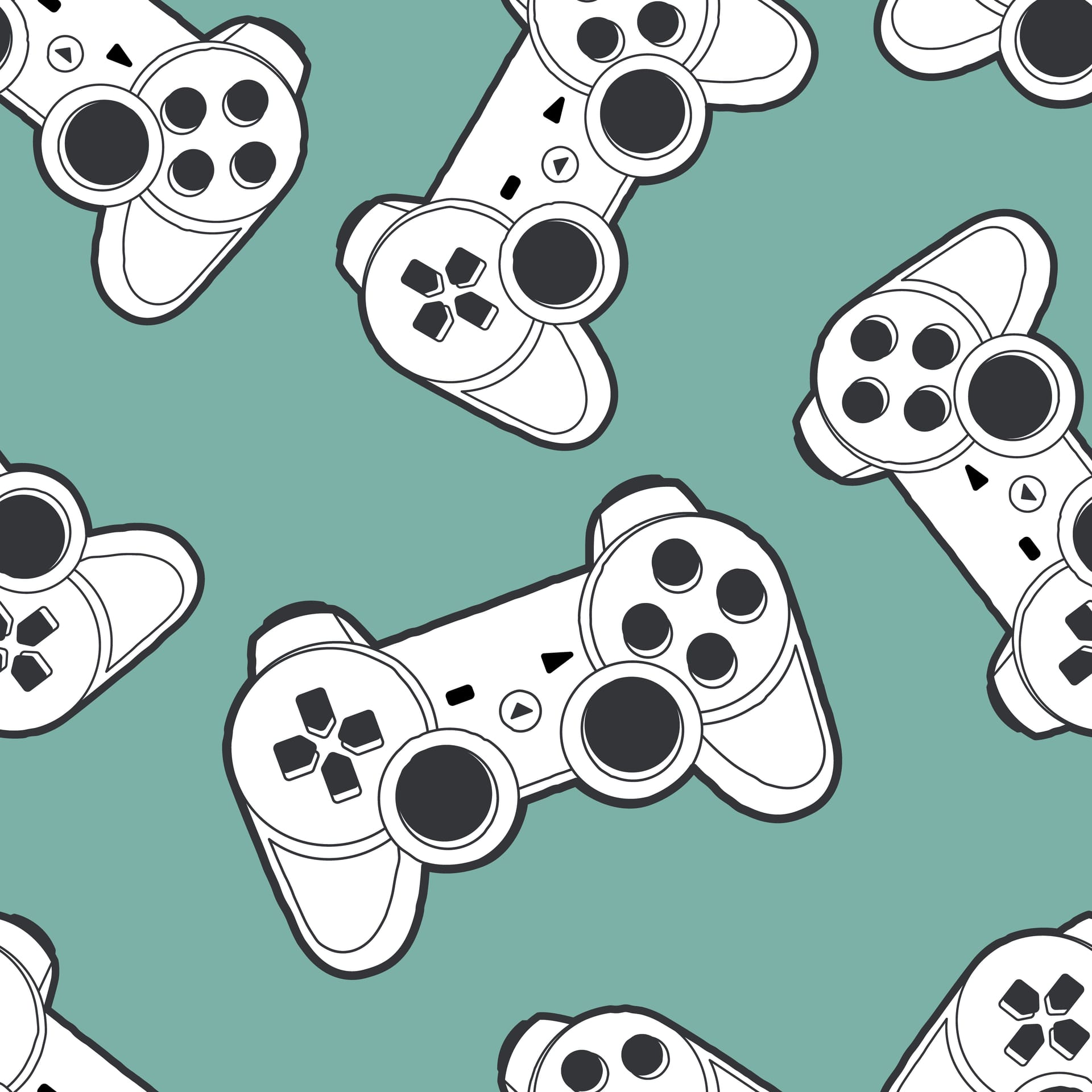 Witte PlayStation-controllers op een blauwachtige achtergrond