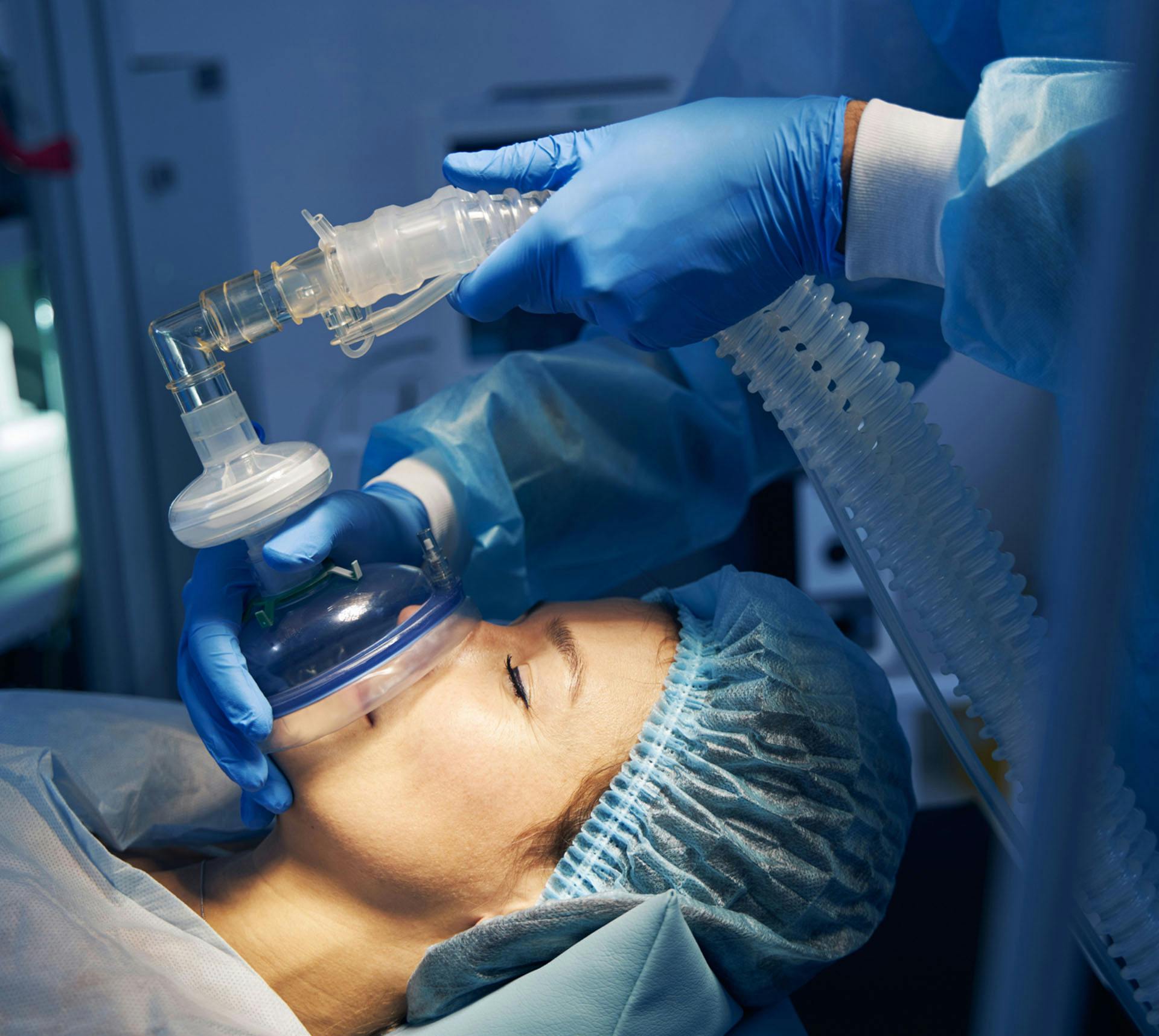 Woman being given anesthesia