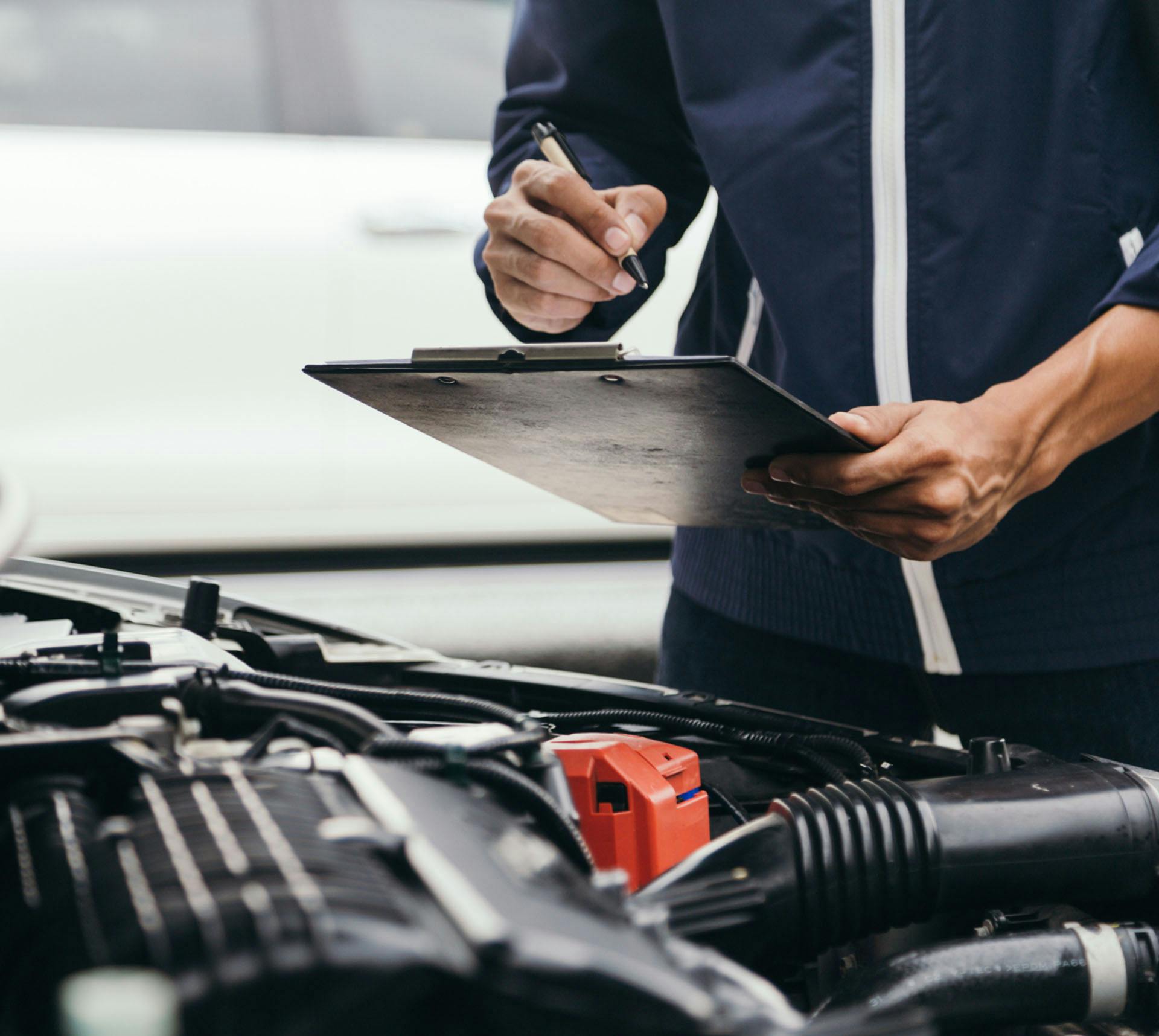 Man working on car