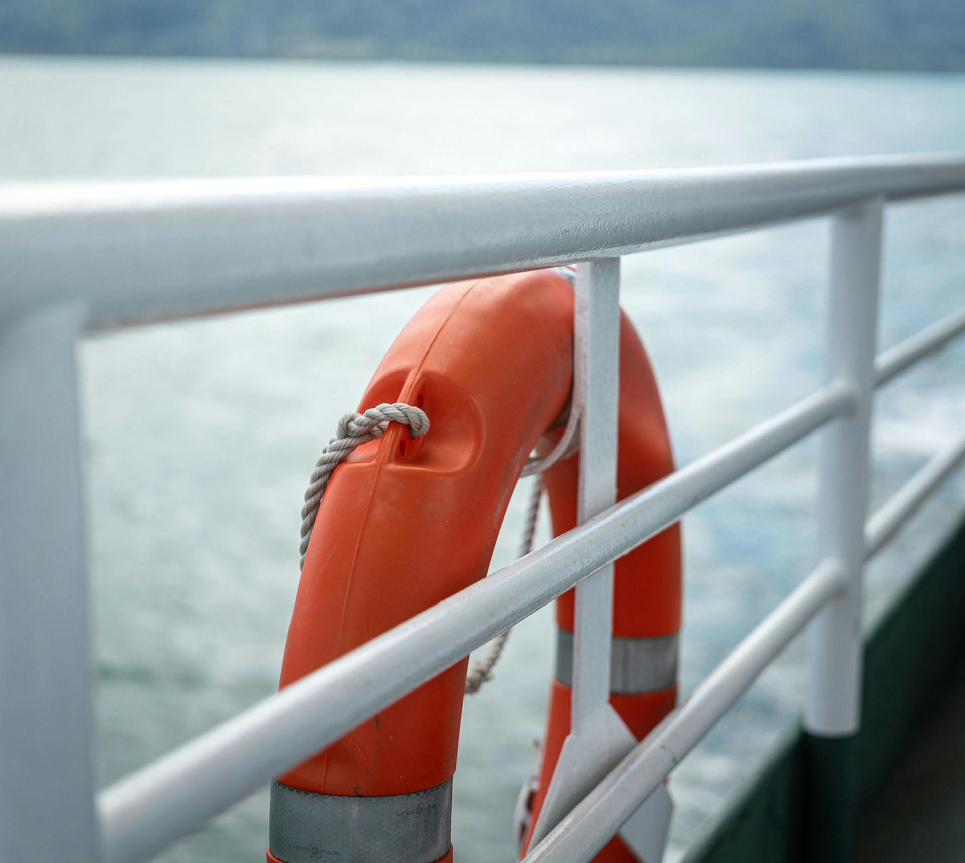 A ring buoy on a ship