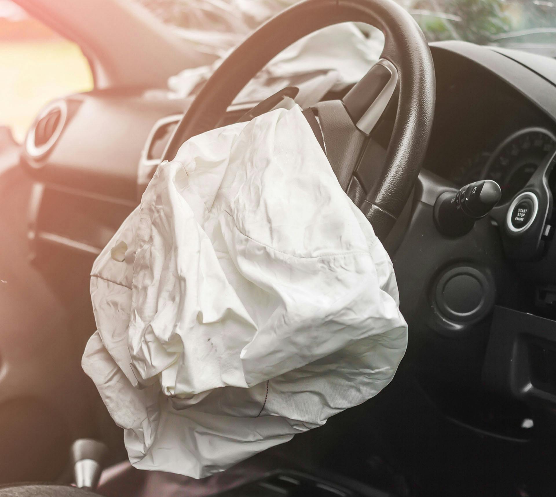 Car with airbag deployed