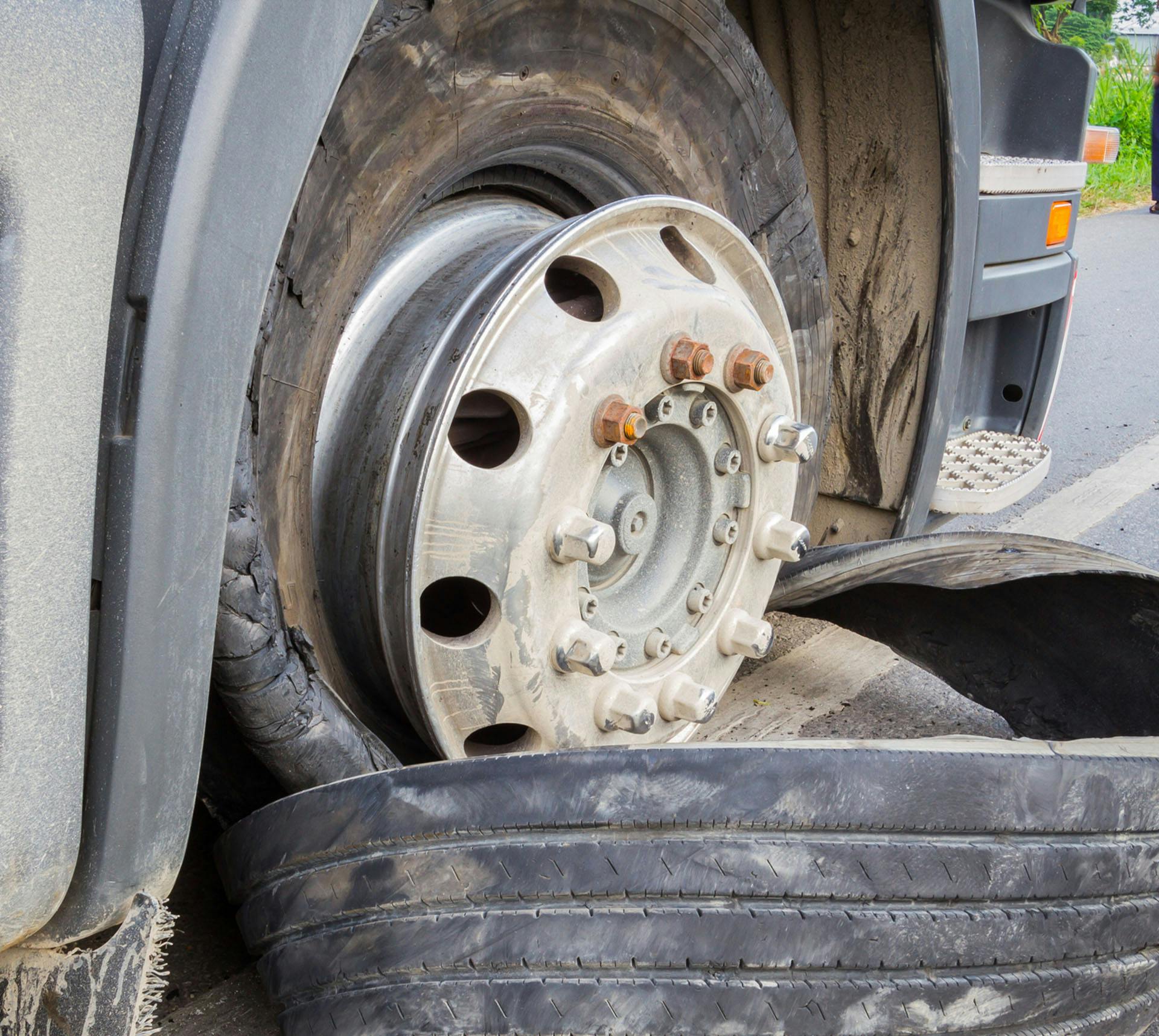 Car with damaged tire