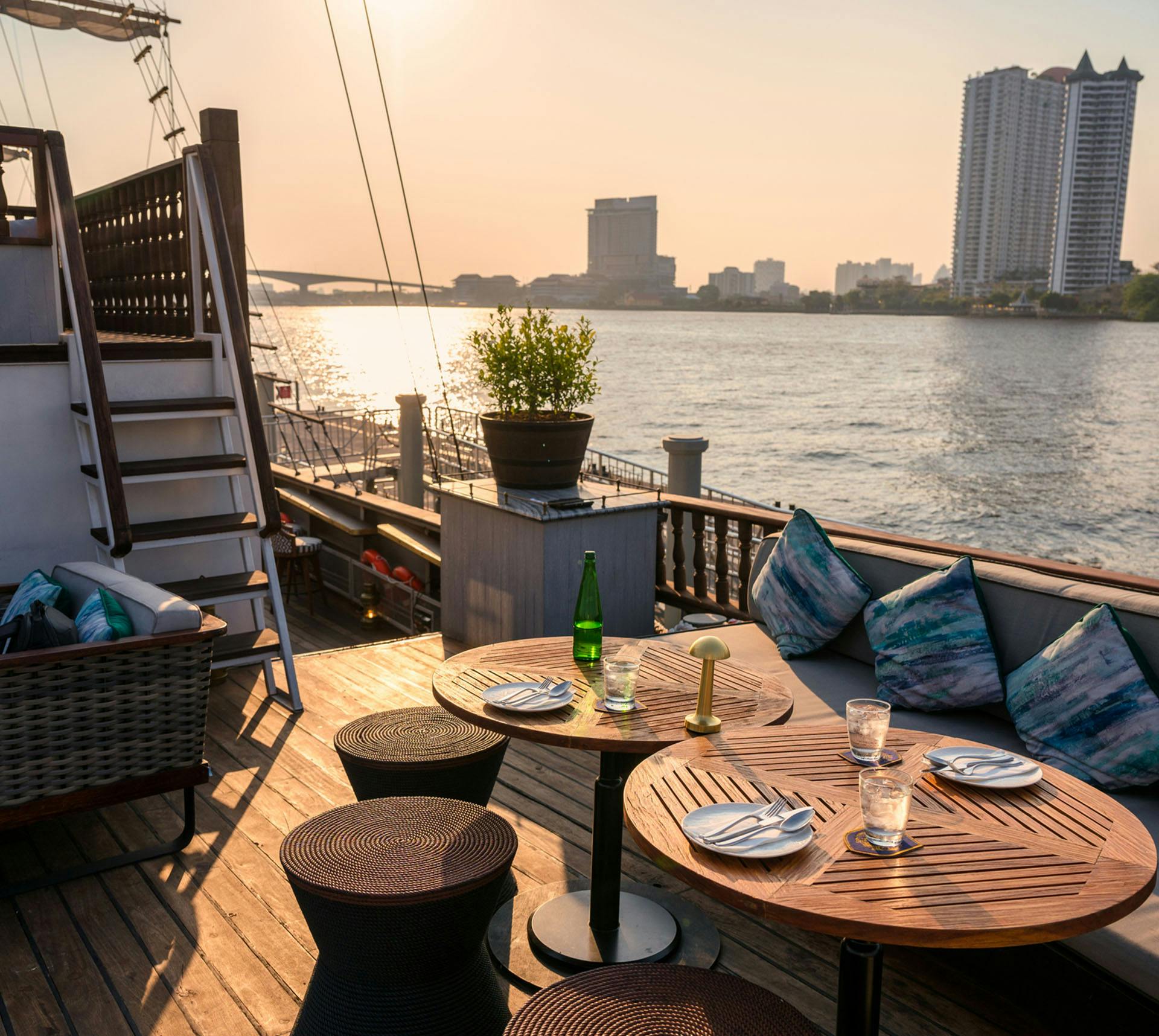 Dining area on boat
