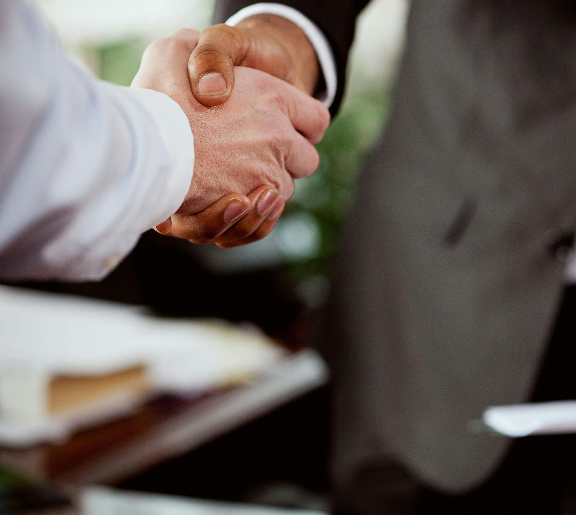 Two people exchanging a handshake